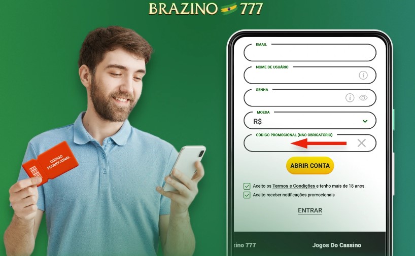 Código promocional Brazino777 no aplicativo móvel